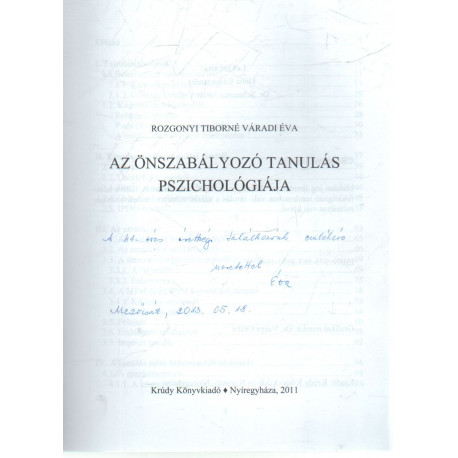 Az önszabályozó tanulás pszichológiája (Dedikált!)